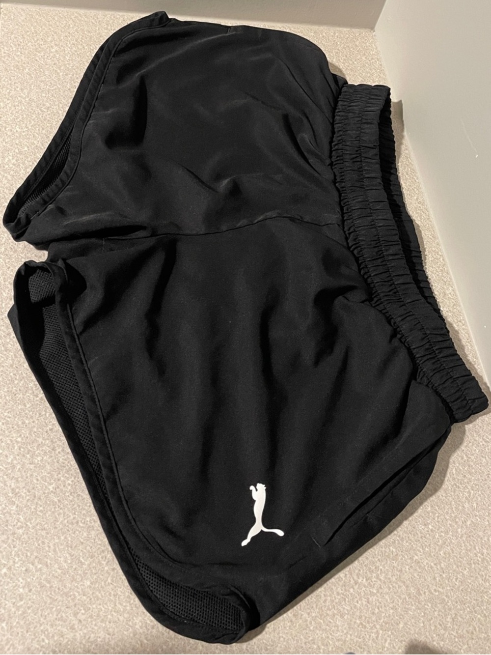 Puma Black Women's Running Shorts with White Logo